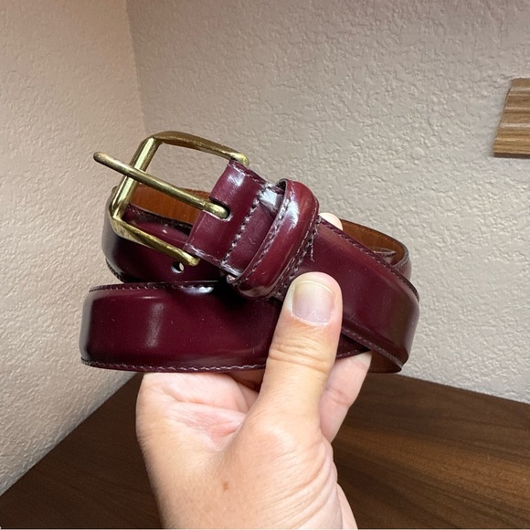 COACH 3931 Leather Dress Belt Burgundy Brown Polished Cowhide Men's Sz 36 Brass - Picture 1 of 9